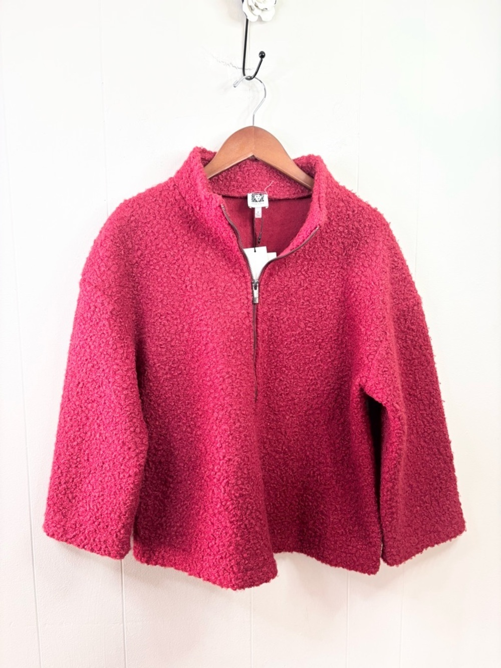 Anne Klein red full zip boxy jacket size M new